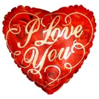 Шар (18''/46 см) Сердце, Я люблю тебя (розы), Красный