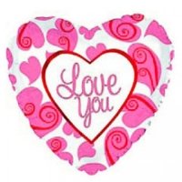 Шар (18''/46 см) Сердце, Я люблю тебя (неоновые сердца), Белый, 1 шт.
