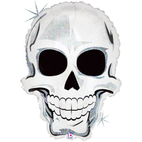Шар (25''/64 см) Фигура, Страшный череп, Голография, 1 шт