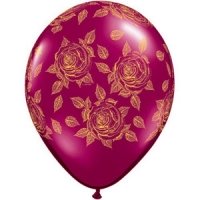 Шар (12''/30 см) Элегантные розы, Бургундия (318), кристалл, 5 ст, 1 шт.