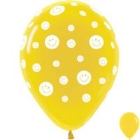 Шар (12''/30 см) Смайлики, Желтый (020), пастель, 5 ст, 1 шт.