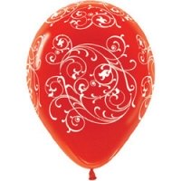 Шар (12''/30 см) Узоры, Красный (315), кристалл, 5 ст, 100 шт.