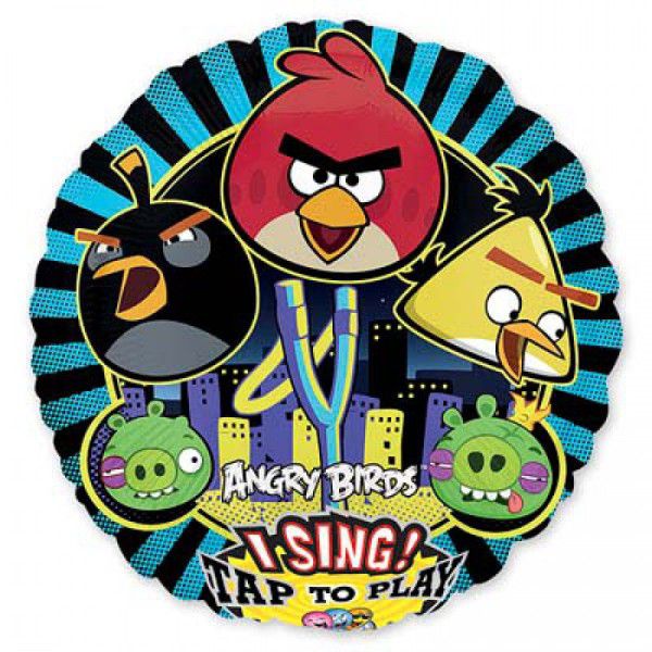 Музыкальный поющий шар Angry Birds, 71 см с гелием