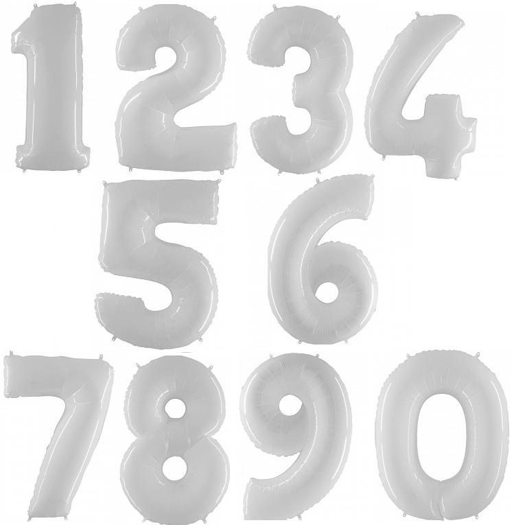 Белые (White) цифры из фольги от 0 до 9