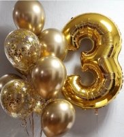 Букет из шаров золотой хром зеркального праздника