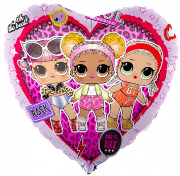 Шар Сердце из фольги стильные малышки куклы ЛОЛ (LOL) 46 см