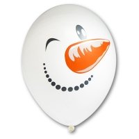 Шар снеговик 24 см белый с рисунком